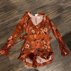 Show Me Your MuMu Floral Rust Jumpsuit